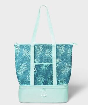Sun Squad Beach Bag Tote Detachable Cooler Tropical Teal Mint NWT Target